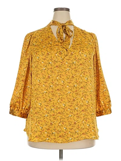 Pre-owned Cato 3/4 Sleeve Blouse In Yellow