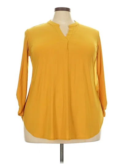 Pre-owned Cato 3/4 Sleeve Blouse In Yellow