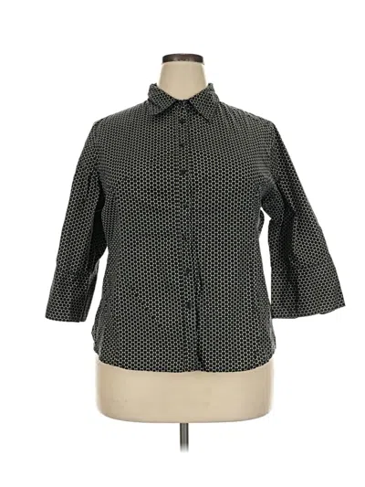 Pre-owned Cato 3/4 Sleeve Button Down Shirt In Black
