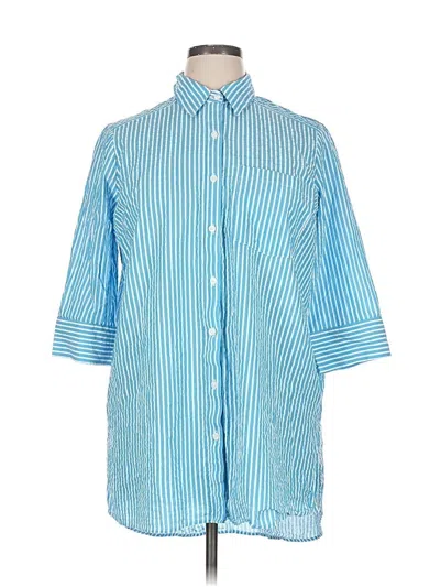 Pre-owned Cato 3/4 Sleeve Button Down Shirt In Blue