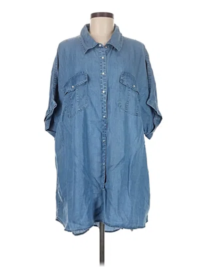 Pre-owned Cato 3/4 Sleeve Button Down Shirt In Blue