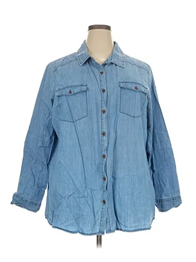 Pre-owned Cato 3/4 Sleeve Button Down Shirt In Blue