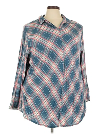 Pre-owned Cato 3/4 Sleeve Button Down Shirt In Blue
