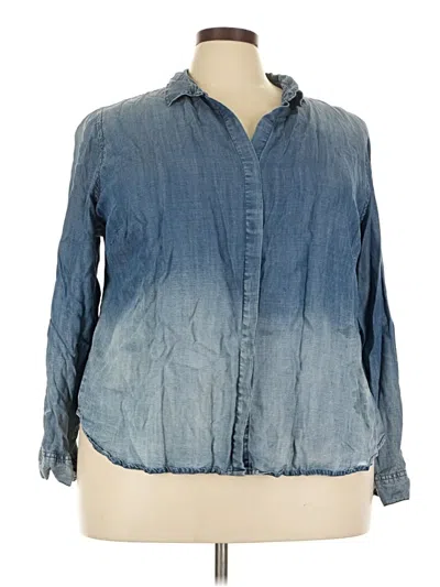 Pre-owned Cato 3/4 Sleeve Button Down Shirt In Blue