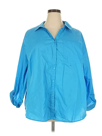 Pre-owned Cato 3/4 Sleeve Button Down Shirt In Blue