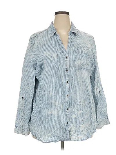 Pre-owned Cato 3/4 Sleeve Button Down Shirt In Blue
