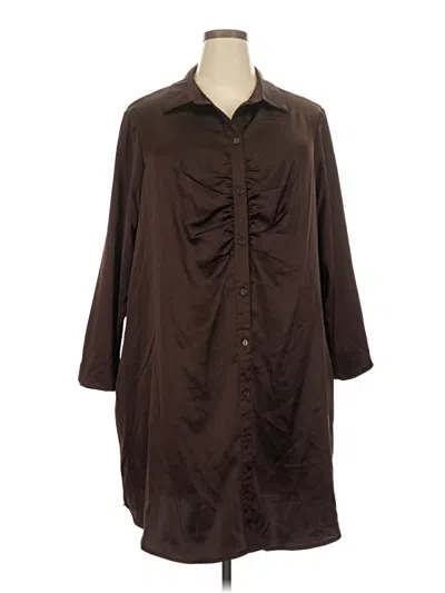 Pre-owned Cato 3/4 Sleeve Button Down Shirt In Brown