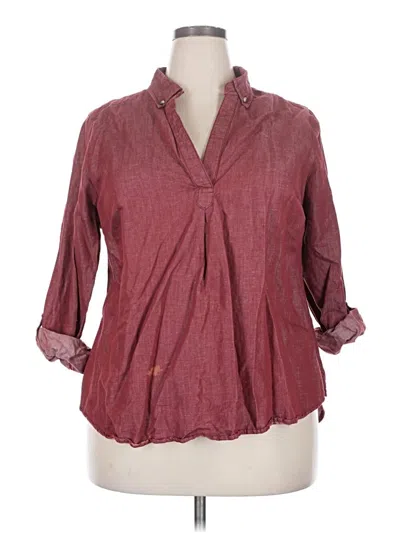 Pre-owned Cato 3/4 Sleeve Button Down Shirt In Burgundy