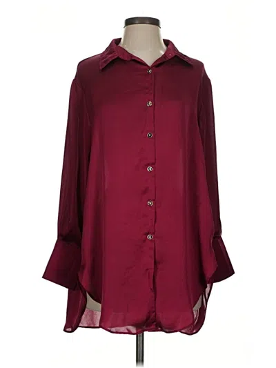 Pre-owned Cato 3/4 Sleeve Button Down Shirt In Burgundy