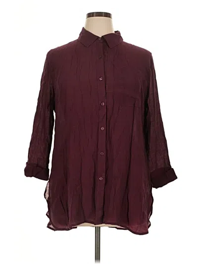 Pre-owned Cato 3/4 Sleeve Button Down Shirt In Burgundy