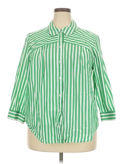 Pre-owned Cato 3/4 Sleeve Button Down Shirt In Green