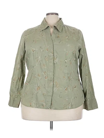 Pre-owned Cato 3/4 Sleeve Button Down Shirt In Green