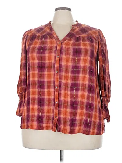 Pre-owned Cato 3/4 Sleeve Button Down Shirt In Orange