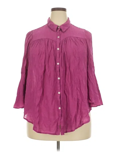 Pre-owned Cato 3/4 Sleeve Button Down Shirt In Purple