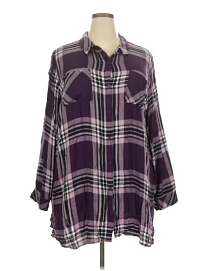 Pre-owned Cato 3/4 Sleeve Button Down Shirt In Purple
