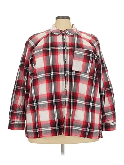 Pre-owned Cato 3/4 Sleeve Button Down Shirt In Red