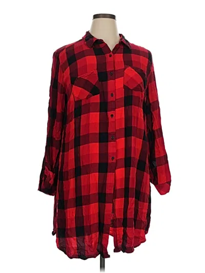 Pre-owned Cato 3/4 Sleeve Button Down Shirt In Red