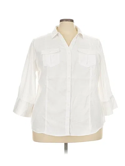 Cato 3/4 Sleeve Button Down Shirt In White