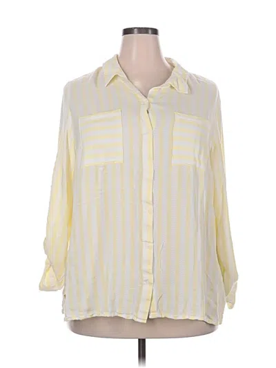 Pre-owned Cato 3/4 Sleeve Button Down Shirt In Yellow