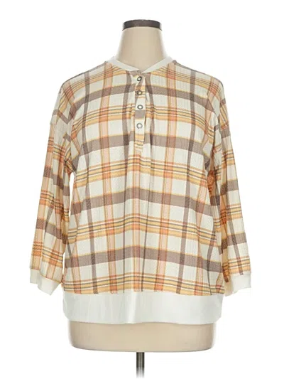 Pre-owned Cato 3/4 Sleeve Henley Shirt In Ivory
