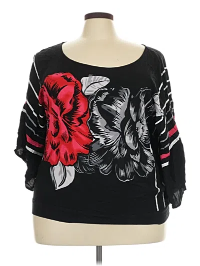 Pre-owned Cato 3/4 Sleeve Top Black Boatneck Tops