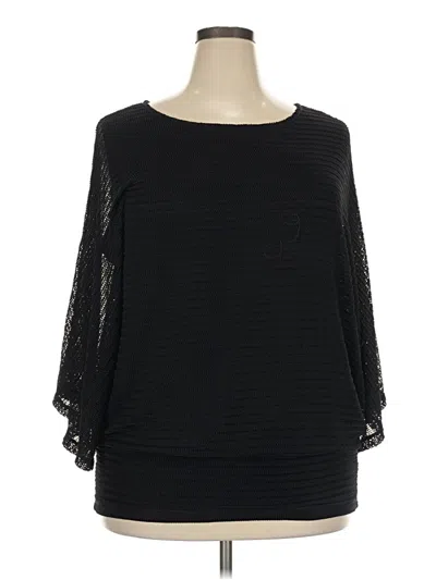 Pre-owned Cato 3/4 Sleeve Top Black Boatneck Tops