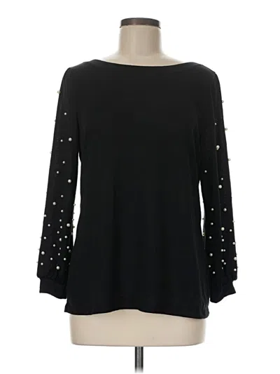 Pre-owned Cato 3/4 Sleeve Top Black Boatneck Tops