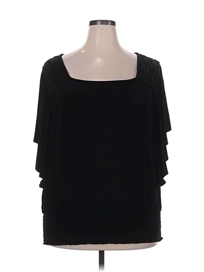 Pre-owned Cato 3/4 Sleeve Top Black Cold Shoulder Neckline Tops