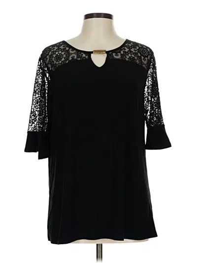 Pre-owned Cato 3/4 Sleeve Top Black Keyhole Neckline Tops