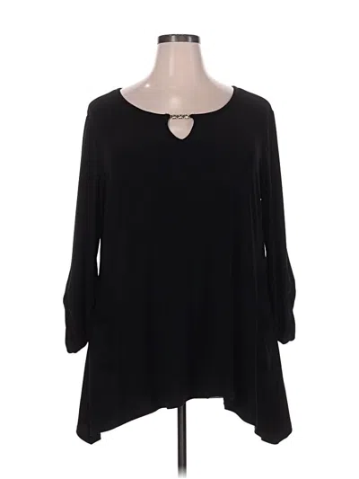 Pre-owned Cato 3/4 Sleeve Top Black Keyhole Neckline Tops