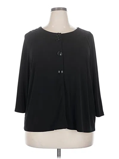 Pre-owned Cato 3/4 Sleeve Top Black Keyhole Neckline Tops
