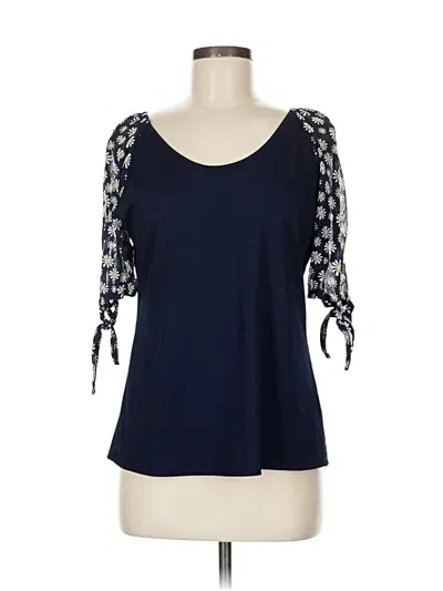 Pre-owned Cato 3/4 Sleeve Top Blue Cold Shoulder Neckline Tops