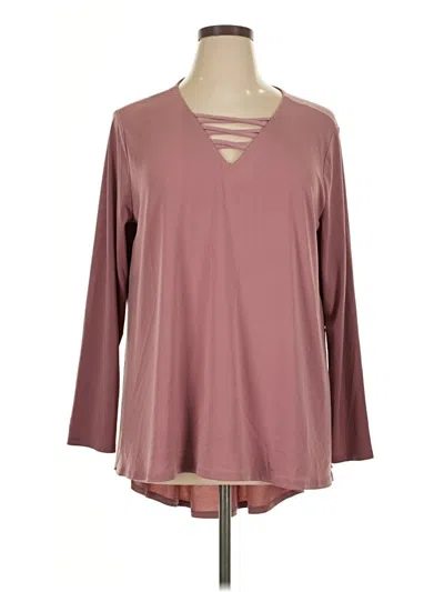 Pre-owned Cato 3/4 Sleeve Top Burgundy Keyhole Neckline Tops