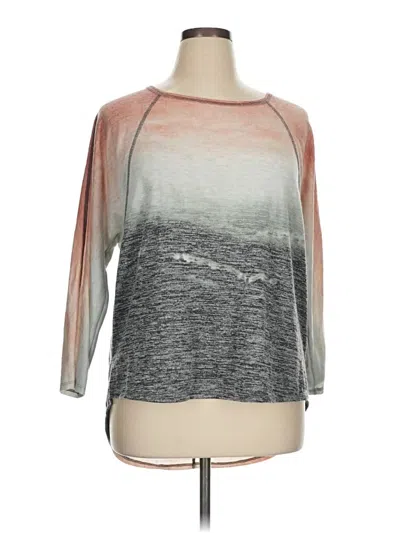 Pre-owned Cato 3/4 Sleeve Top Gray Boatneck Tops