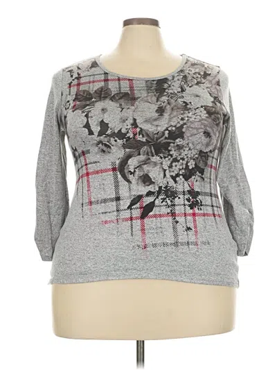 Pre-owned Cato 3/4 Sleeve Top Gray Boatneck Tops