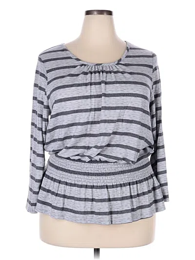 Pre-owned Cato 3/4 Sleeve Top Gray Cowl Neck Tops