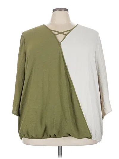 Pre-owned Cato 3/4 Sleeve Top Green V-neck Tops