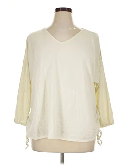Pre-owned Cato 3/4 Sleeve Top Ivory V-neck Tops