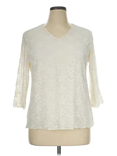 Pre-owned Cato 3/4 Sleeve Top Ivory V-neck Tops
