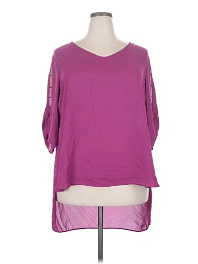 Pre-owned Cato 3/4 Sleeve Top Purple Cold Shoulder Neckline Tops