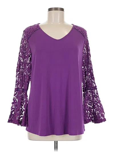 Pre-owned Cato 3/4 Sleeve Top Purple V Neck Tops