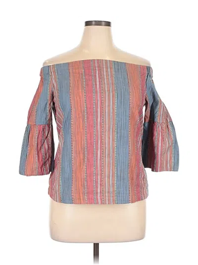 Pre-owned Cato 3/4 Sleeve Top Red Off The Shoulder Neckline Tops