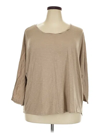 Pre-owned Cato 3/4 Sleeve Top Tan Boatneck Tops