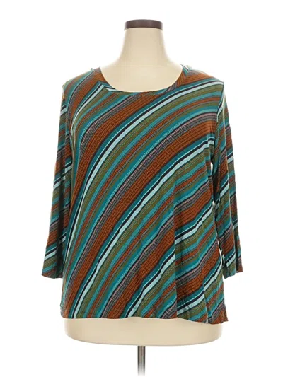 Pre-owned Cato 3/4 Sleeve Top Teal Boatneck Tops