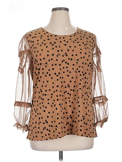 Pre-owned Cato 3/4 Sleeve T-shirt In Brown