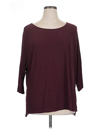 Pre-owned Cato 3/4 Sleeve T-shirt In Burgundy
