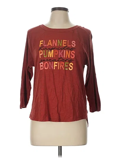 Pre-owned Cato 3/4 Sleeve T-shirt In Burgundy