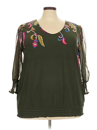 Pre-owned Cato 3/4 Sleeve T-shirt In Green