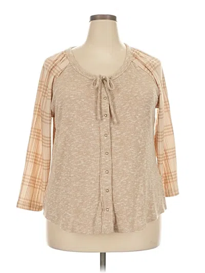 Pre-owned Cato 3/4 Sleeve T-shirt In Tan