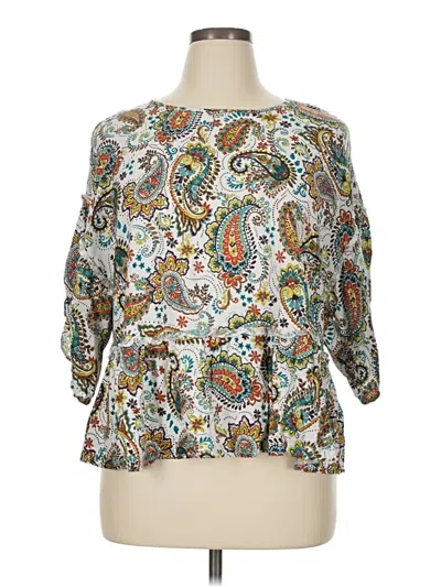 Pre-owned Cato 3/4 Sleeve T-shirt In White